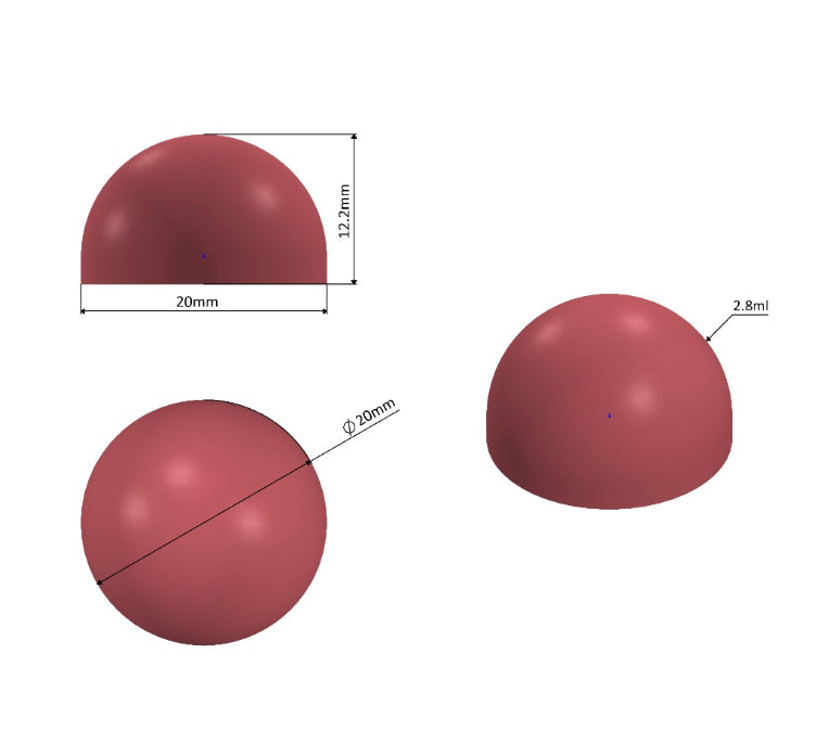 2.8ml half sphere mold diagram